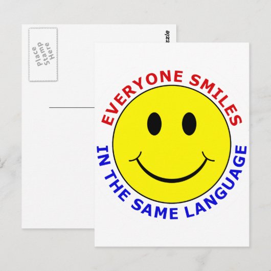 Iedereen glimlacht in dezelfde taal briefkaart (Voorkant / Achterkant)