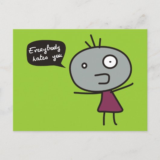 Iedereen haat je briefkaart (Voorkant)