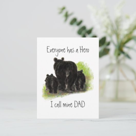 Iedereen heeft een Hero, mijn heet papa, Beren Briefkaart (Staand voorkant)