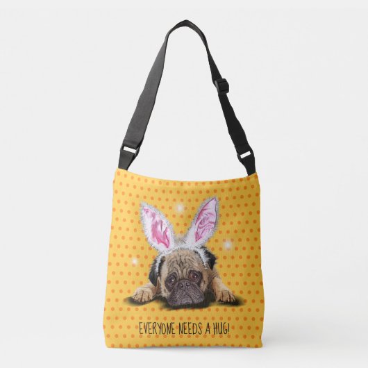 Iedereen heeft een knuffel yello Pug cross body ca Crossbody Tas (Voorkant)