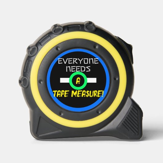 Iedereen heeft een Tape Measure Black Yellow Humor Rolmaat (Voorkant)