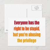 Iedereen heeft het recht dom te zijn briefkaart (Voorkant / Achterkant)