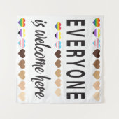 Iedereen hier welkom. wandkleed (Voorkant (horizontaal))