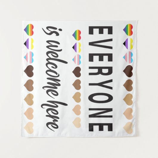 Iedereen hier welkom. wandkleed (Voorkant (horizontaal))