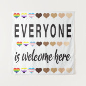 Iedereen hier welkom. wandkleed (Voorkant)