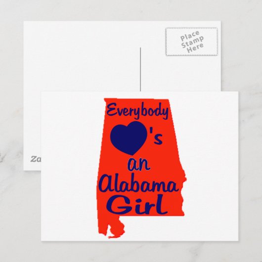 Iedereen houdt van een Alabama Girl Oranje en mari Briefkaart (Voorkant / Achterkant)