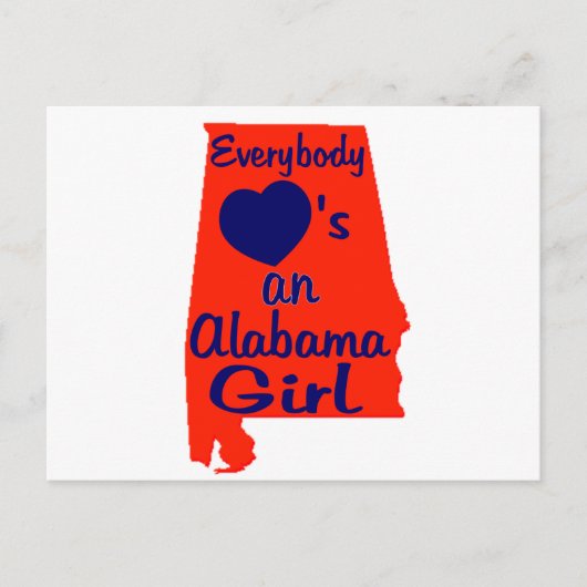 Iedereen houdt van een Alabama Girl Oranje en mari Briefkaart (Voorkant)