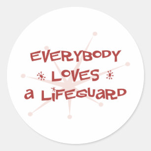 Iedereen houdt van een badmeester ronde sticker
