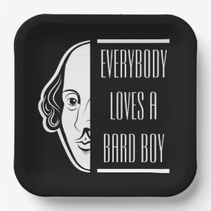 Iedereen houdt van een Bard Boy Shakespeare Thespi Papieren Bordje