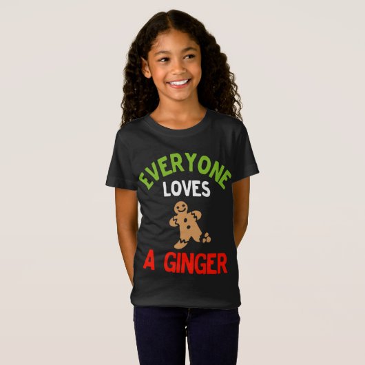 Iedereen houdt van een Ginger Cute Kerstontbijtkoe T-shirt (Voorkant volledig)