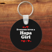 Iedereen houdt van een Hapa Girl T-shirt Sleutelhanger (Voorkant)