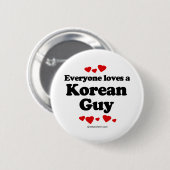 Iedereen houdt van een Koreaans T-shirt Ronde Button 5,7 Cm (Voorkant /achterkant)