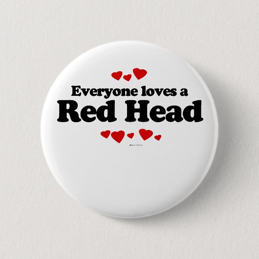 Iedereen houdt van een rood hoofd T-shirt Ronde Button 5,7 Cm (Voorkant)