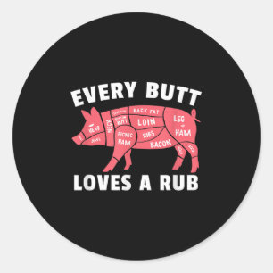 Iedereen houdt van een wrijf grappig varken BBQ va Ronde Sticker