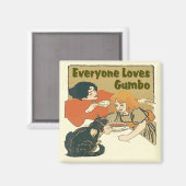 Iedereen houdt van Gumbo,  meisje en kat poster, Magneet (Voorkant / Achterkant)