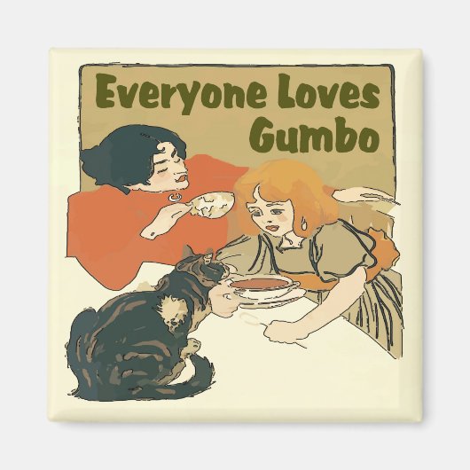Iedereen houdt van Gumbo,  meisje en kat poster, Magneet (Voorkant)