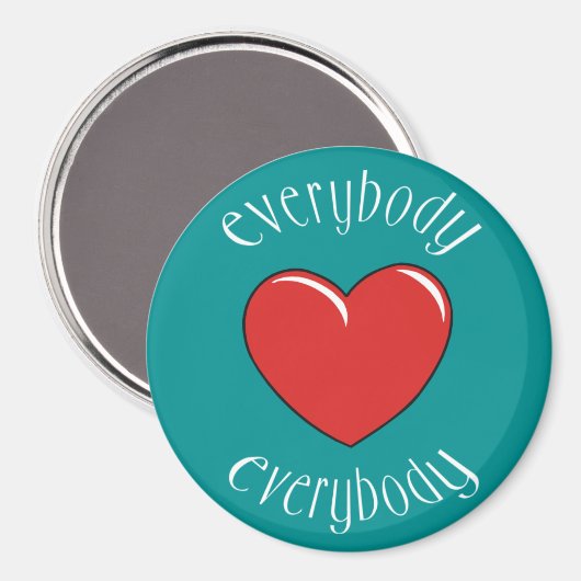 Iedereen houdt van iedereen blauwgroen magneet (Voorkant / Achterkant)