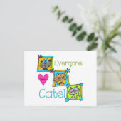 Iedereen houdt van katten briefkaart (Staand voorkant)