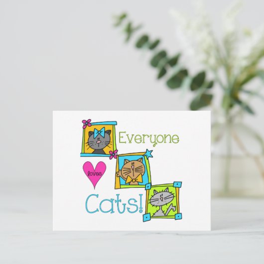 Iedereen houdt van katten briefkaart (Staand voorkant)