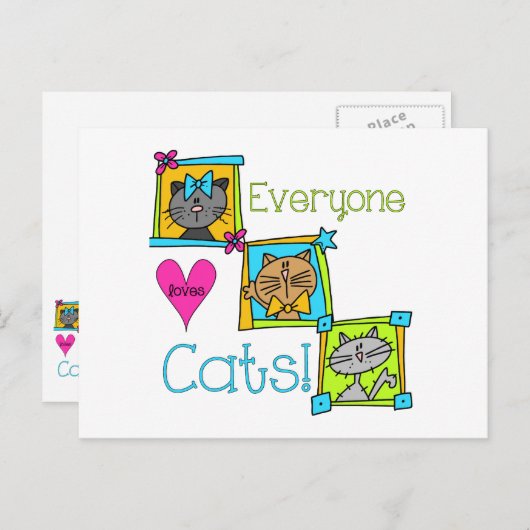 Iedereen houdt van katten briefkaart (Voorkant / Achterkant)