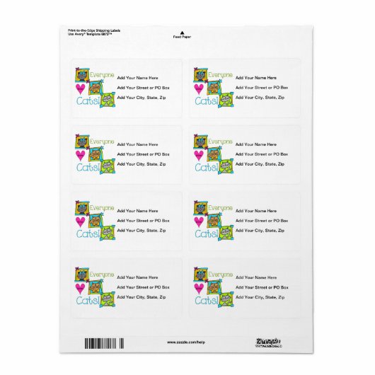 Iedereen houdt van katten etiket (Full Sheet)