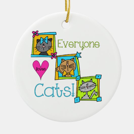 Iedereen houdt van katten keramisch ornament (Voorkant)