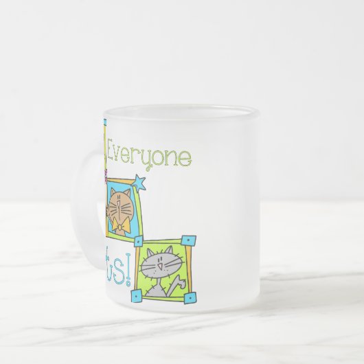 Iedereen houdt van katten matglas koffiemok (Voorkant links)