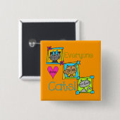 Iedereen houdt van katten vierkante button 5,1 cm (Voorkant /achterkant)