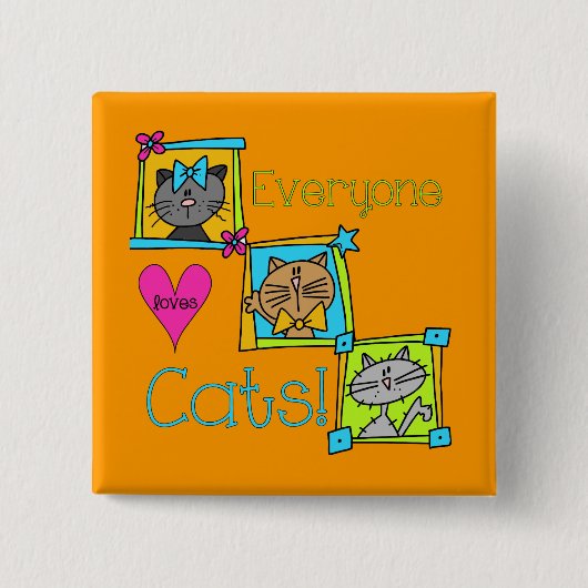 Iedereen houdt van katten vierkante button 5,1 cm (Voorkant)