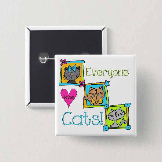 Iedereen houdt van katten vierkante button 5,1 cm (Voorkant /achterkant)
