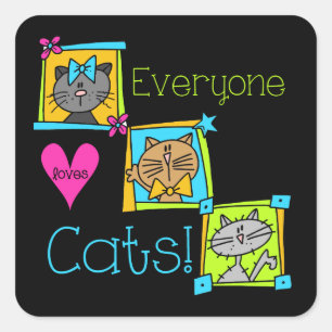 Iedereen houdt van katten vierkante sticker