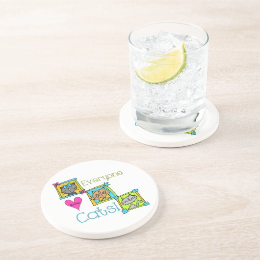 Iedereen houdt van katten zandsteen onderzetter (Zijkant)