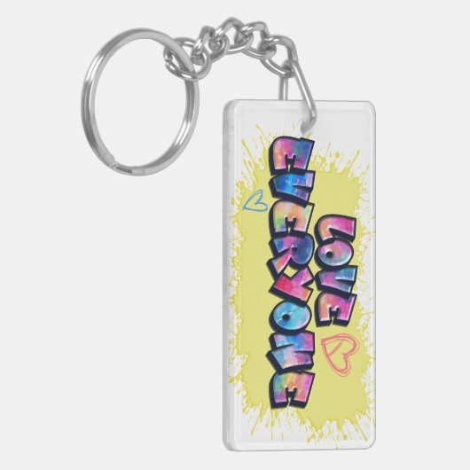 Iedereen houdt van kleurrijk design sleutelhanger (Voorkant Links)