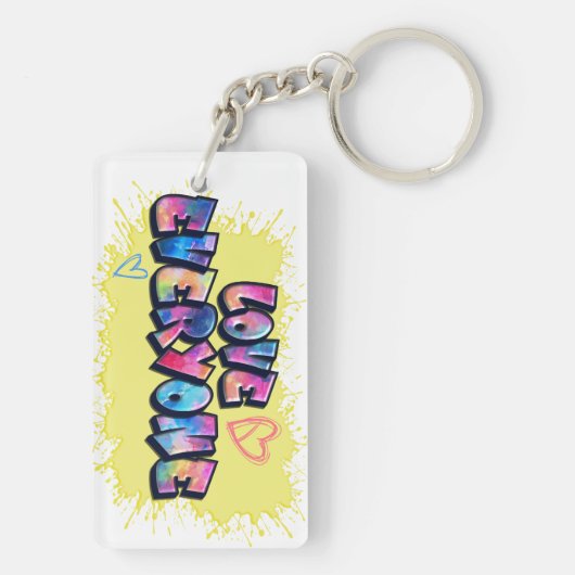 Iedereen houdt van kleurrijk design sleutelhanger (achterkant)