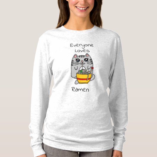 Iedereen houdt van Ramen | Funny Cat Pun T-shirt (Voorkant)