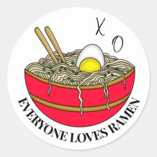 Iedereen houdt van Ramen   Funny Food Pun Magnet Ronde Sticker