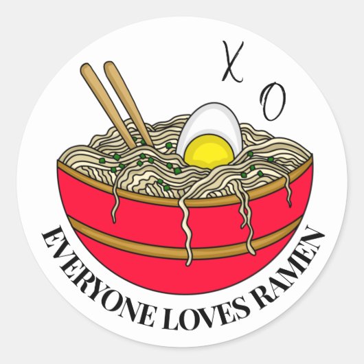 Iedereen houdt van Ramen | Funny Food Pun Magnet Ronde Sticker (Voorkant)