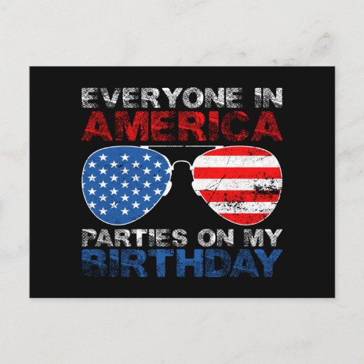 Iedereen in Amerika Viert Mijn Verjaardag Briefkaart (Voorkant)