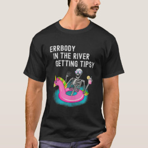 Iedereen in de rivier Getting Tipsy Grappig Skelet T-shirt