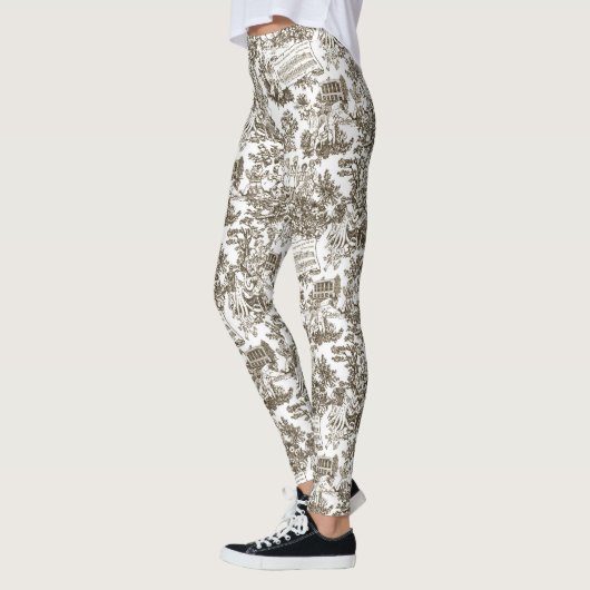Iedereen in Harmony Toile de Jouy (natuurlijke ink Leggings (Links)