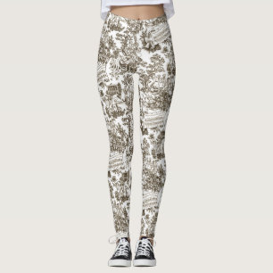 Iedereen in Harmony Toile de Jouy (natuurlijke ink Leggings