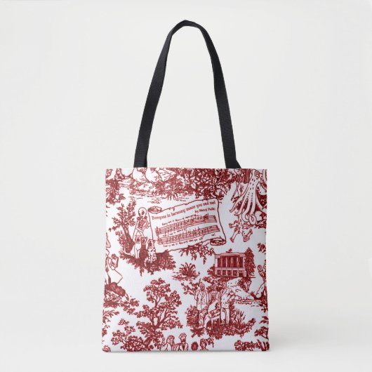 Iedereen in Harmony Toile de Jouy (ox bloedinkt) Tote Bag (Voorkant)