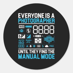 Iedereen is een fotografe camera lens ronde sticker