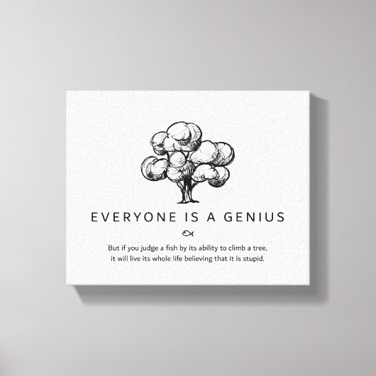 Iedereen is een geniaal citaat canvas afdruk (Voorkant)