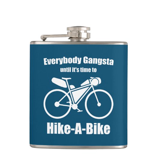 Iedereen is gangsta tot het tijd is om te fietsen heupfles (Voorkant)