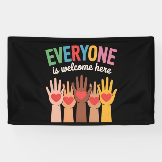 Iedereen is hier van harte welkom spandoek (Horizontaal)
