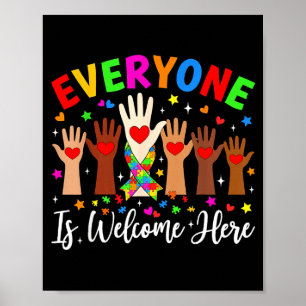 Iedereen is hier welkom autisme bewustzijn leraar poster