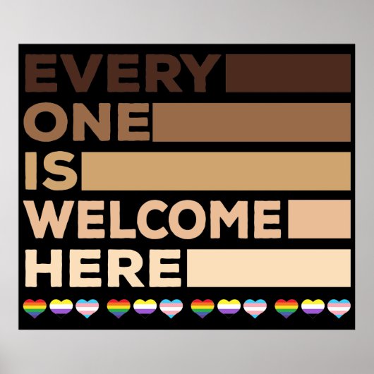 Iedereen is hier welkom Colour Skin Gay Pride Poster (Voorkant)