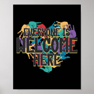 Iedereen is hier welkom - Handprint Hart T-shirt Poster