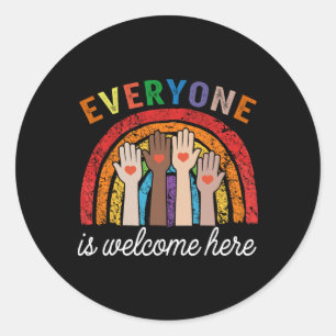 Iedereen is hier welkom Idaho Onderwijzer Regenboo Ronde Sticker